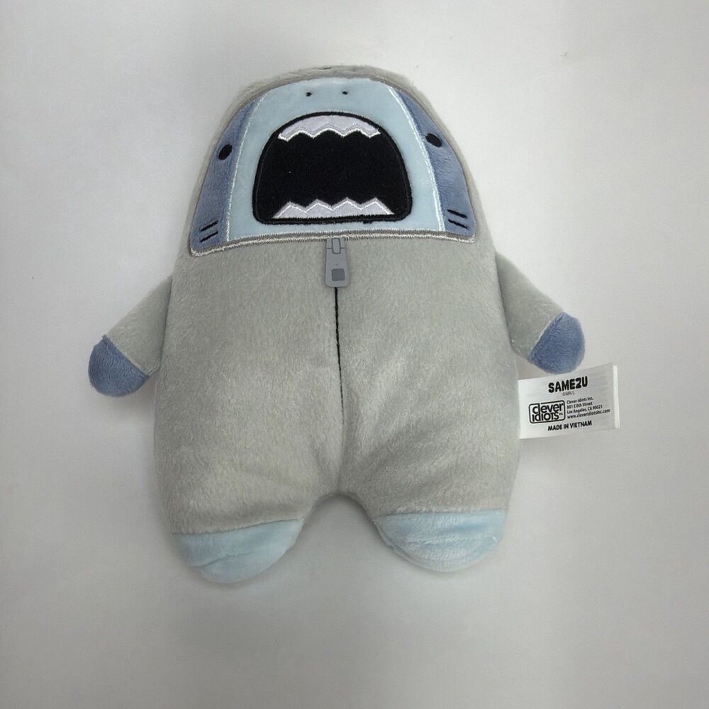 NWT Samezu Plush Jaggy Stuffed Animal Toy Shark Gray Blue Clever Idiots 7.5"